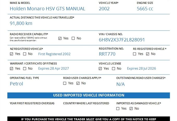 2002 Holden Monaro HSV GTS MANUAL COUPE full
