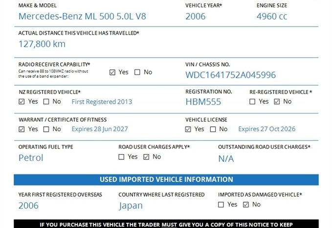 2006 Mercedes-Benz ML 500 5.0L V8 4WD full