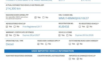 2017 Holden Colorado LTZ 4WD MANUAL full