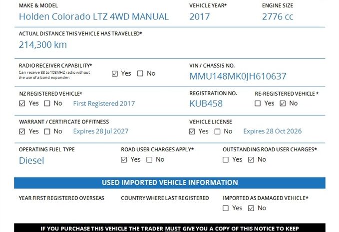 2017 Holden Colorado LTZ 4WD MANUAL full