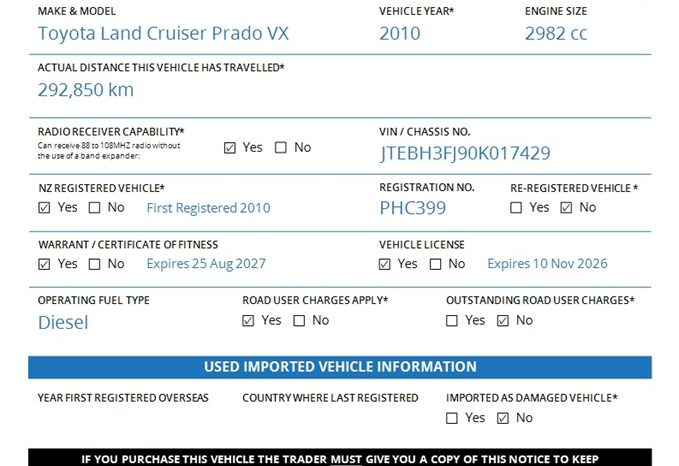 2010 Toyota Land Cruiser Prado VX Limited 3.0TD  – NZ New full