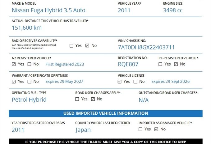 2011 Nissan Fuga Hybrid 3.5 Auto full