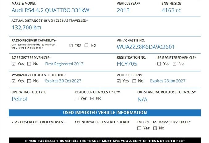 2013 Audi RS4 4.2 QUATTRO 331kW full